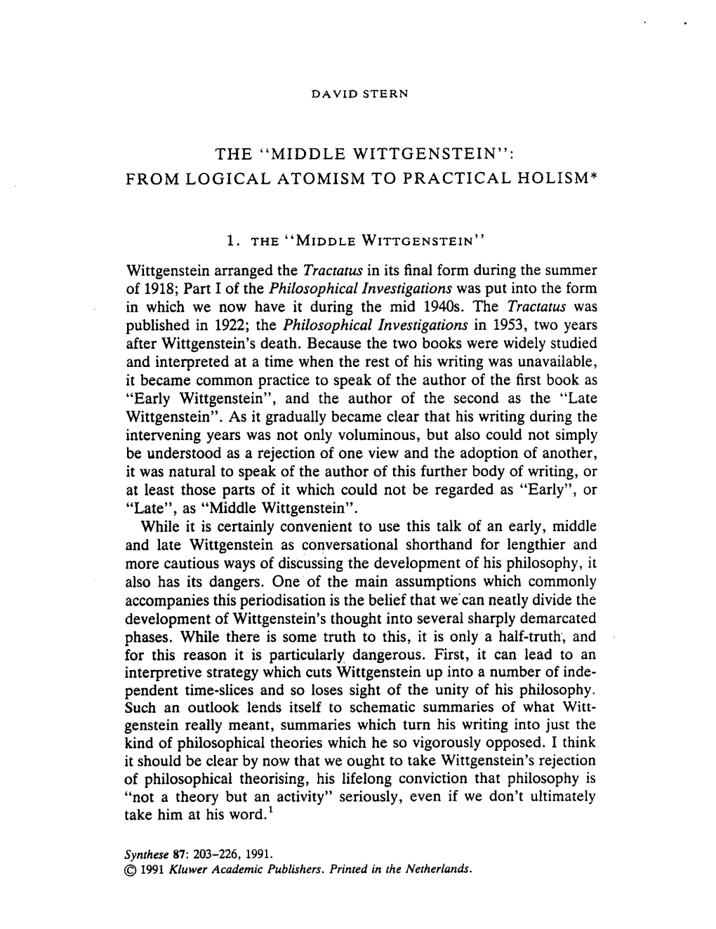 Middle Wittgenstein