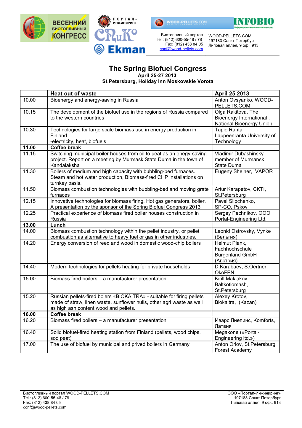 The Spring Biofuel Congress