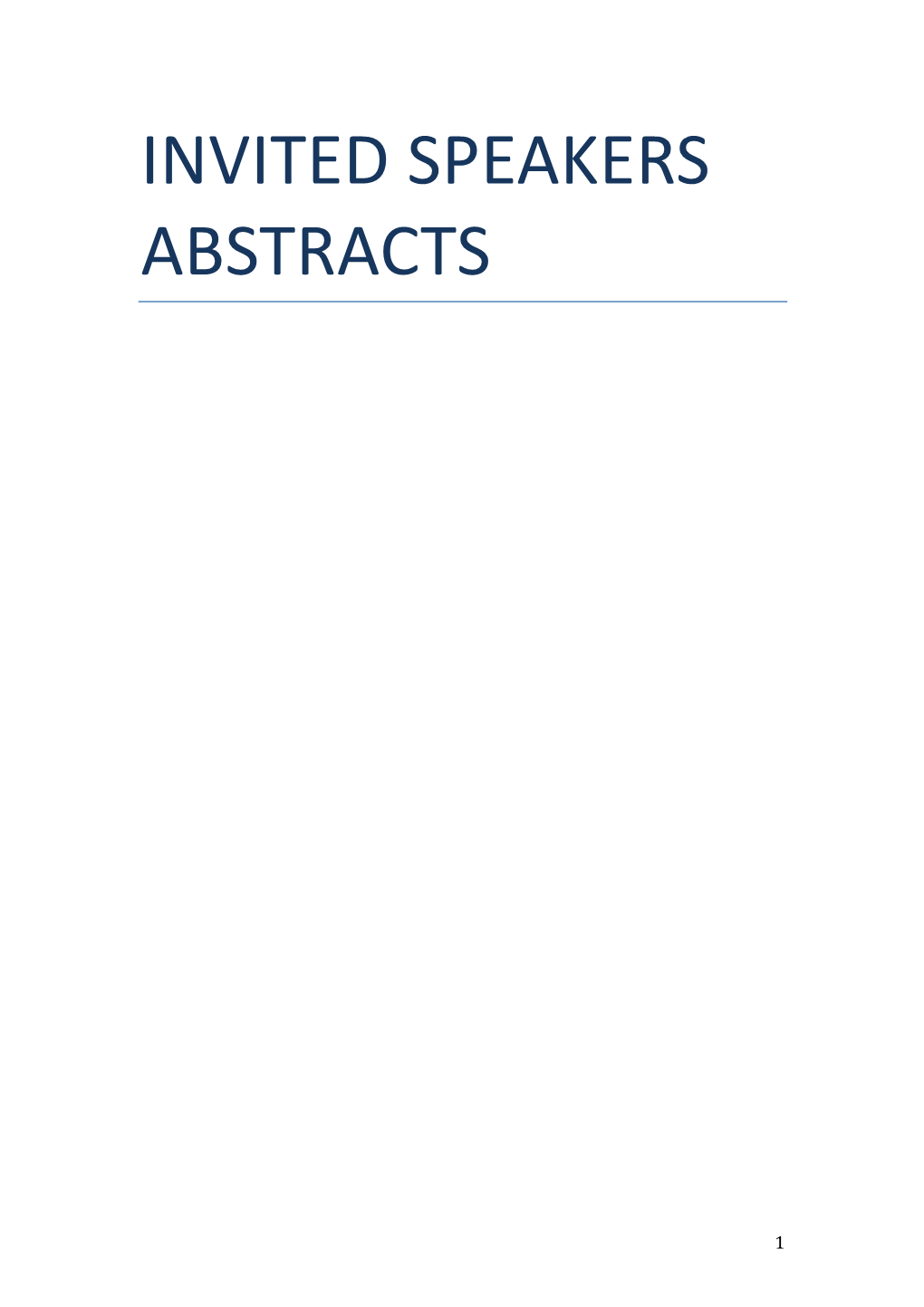 Invited Speakers Abstracts