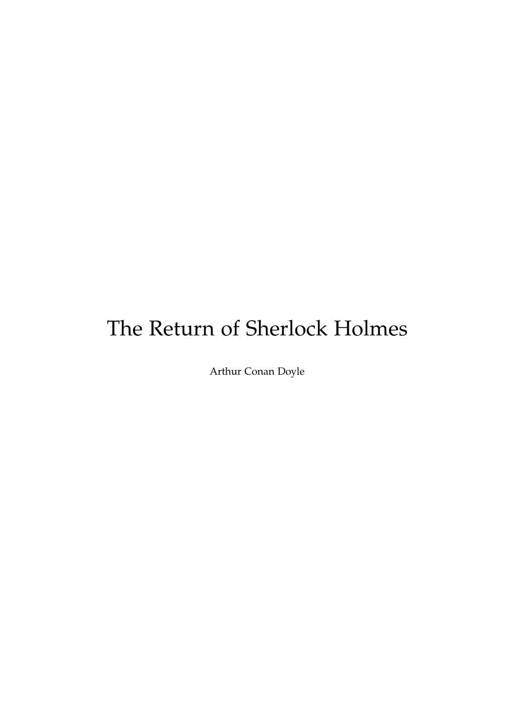 The Return of Sherlock Holmes