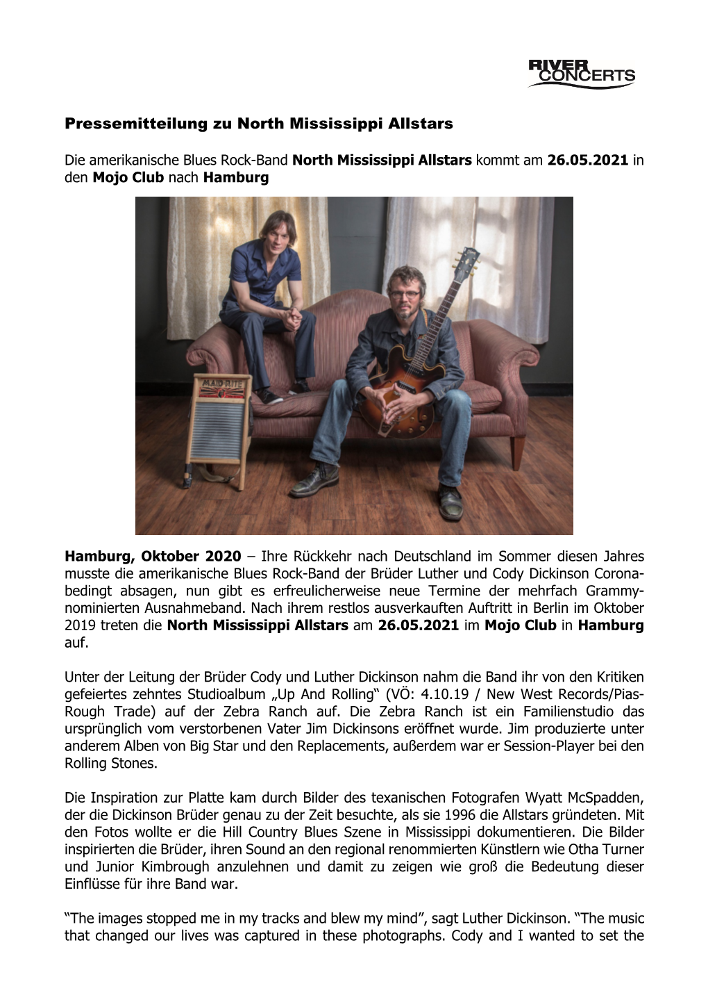 Pressemitteilung Zu North Mississippi Allstars