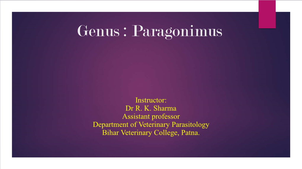 Genus : Paragonimus