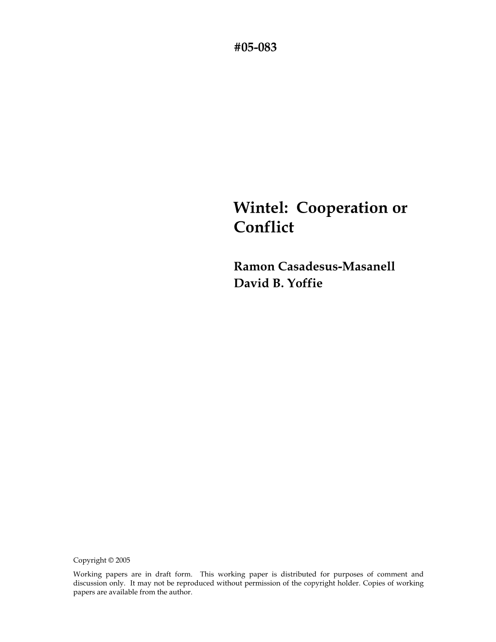 Wintel: Cooperation Or Conflict