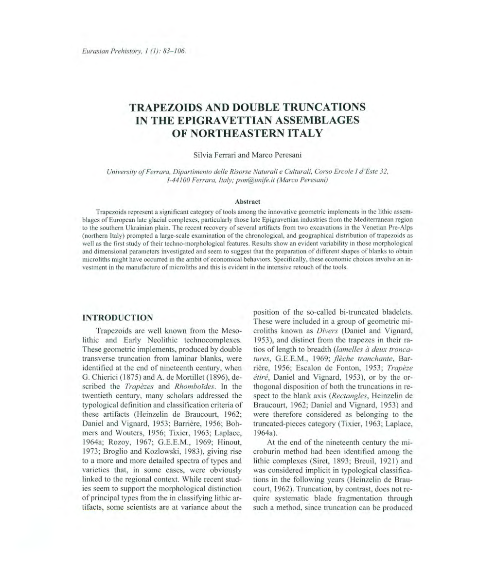 Trapezoids and Double Truncations in the Epigravettian Assemblages of Northeastern Italy