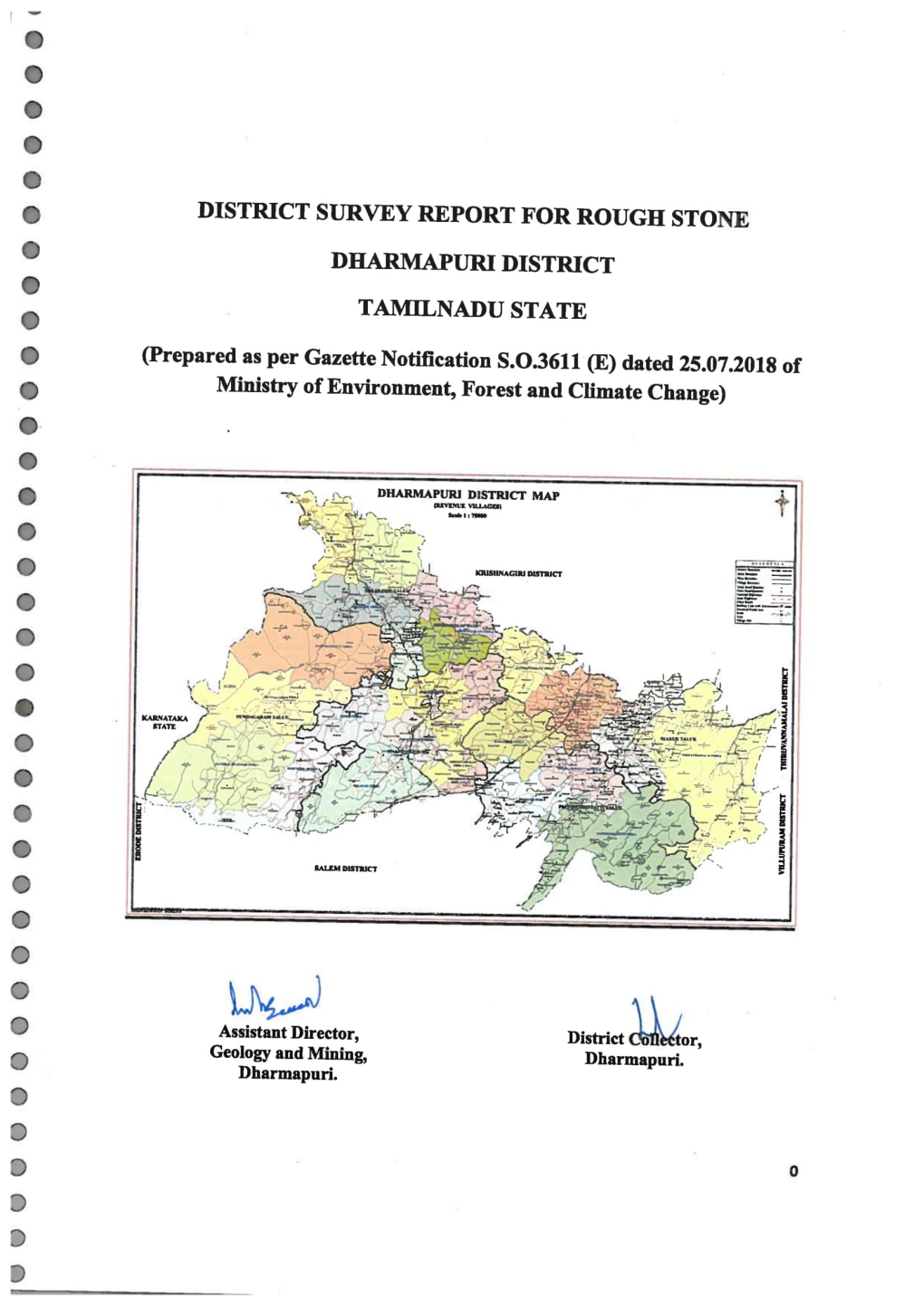 DISTRICT SURVEY REPORT for ROUGH STONE INDEX Page Chapter Content No