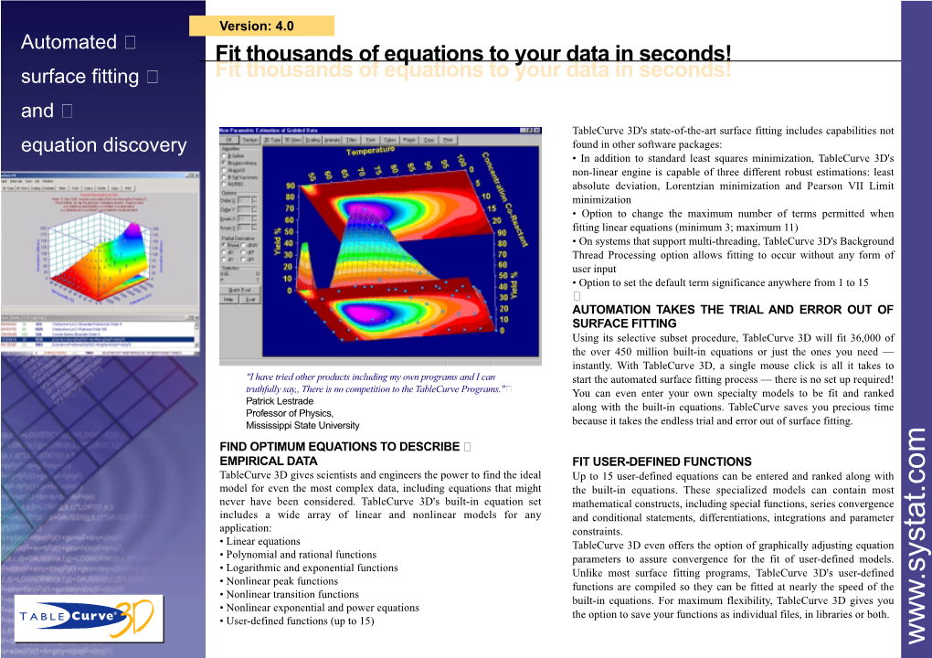 Automated Surface Fitting and Equation Discovery