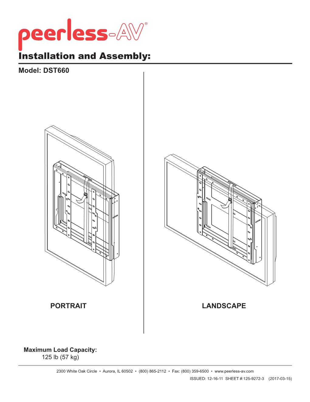 Installation and Assembly: Model: DST660