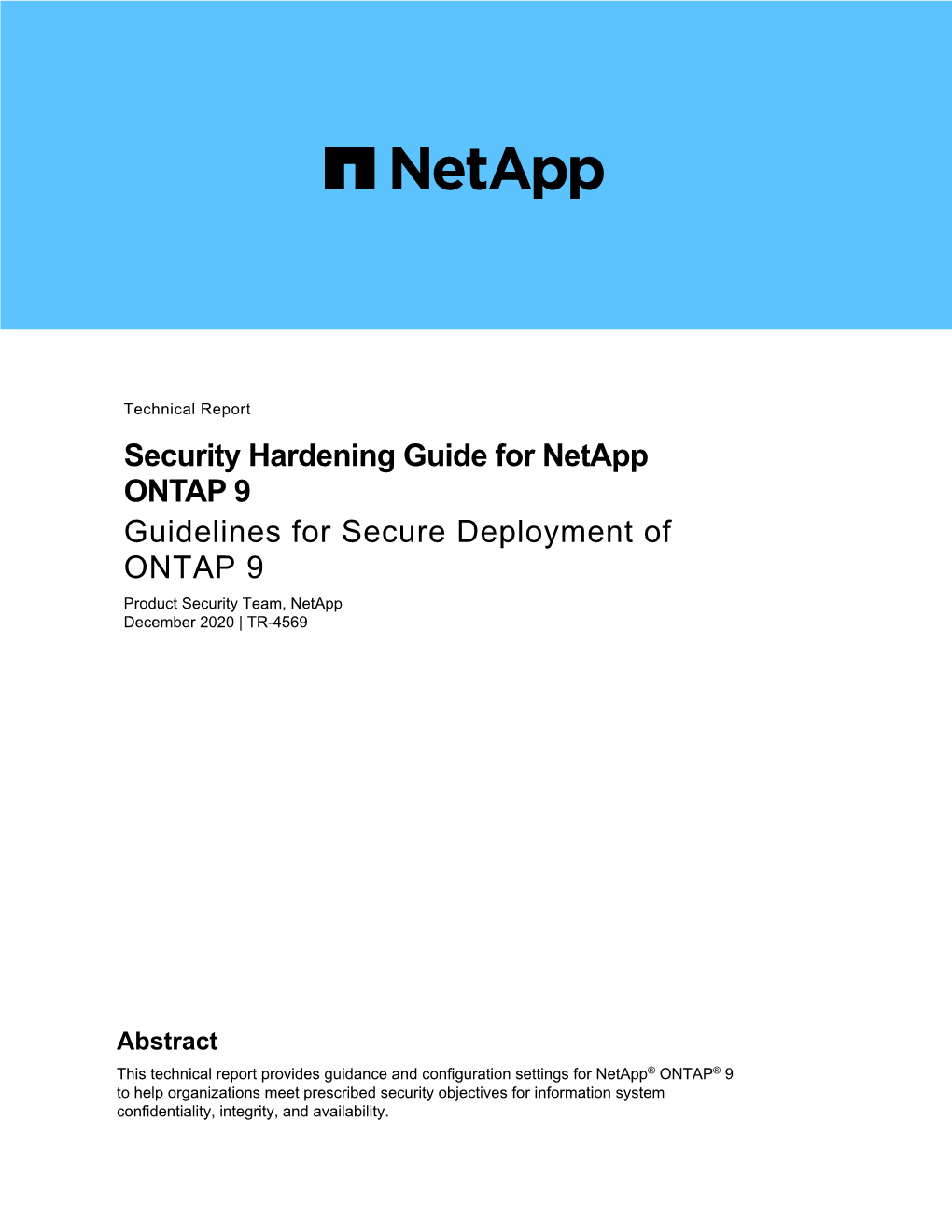 TR-4569: Security Hardening Guide for Netapp ONTAP 9