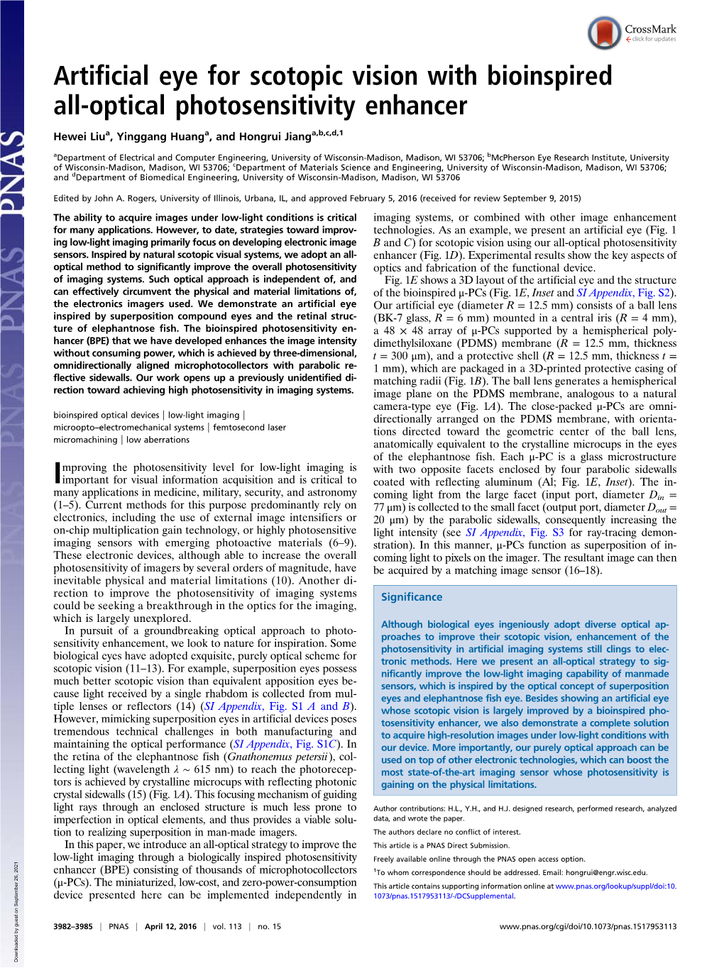 Artificial Eye for Scotopic Vision with Bioinspired All-Optical Photosensitivity Enhancer