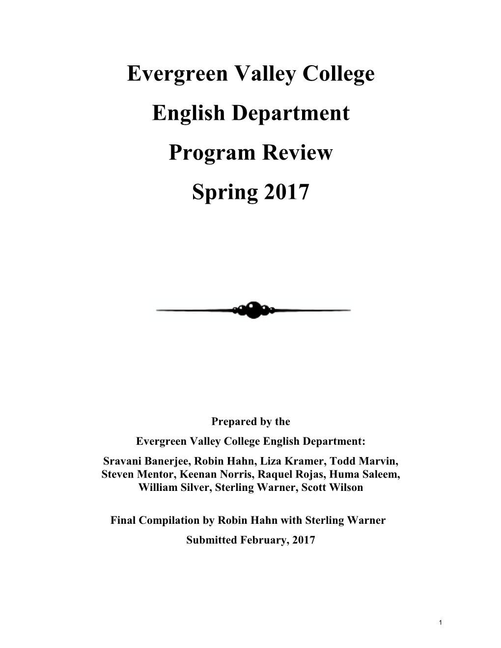 Evergreen Valley College English Department Program Review Spring 2017