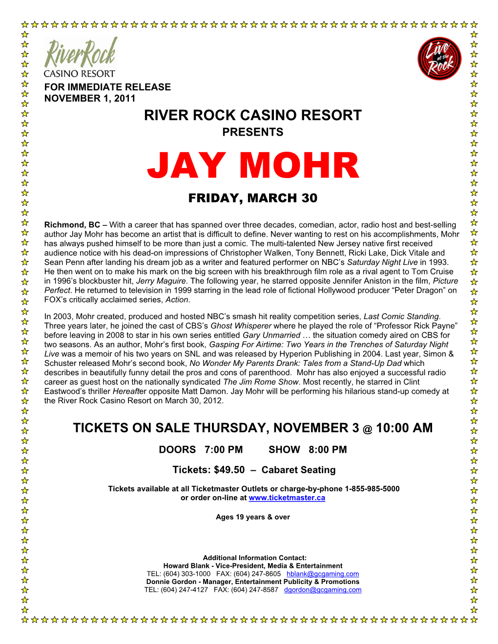 Jay Mohr Friday, March 30