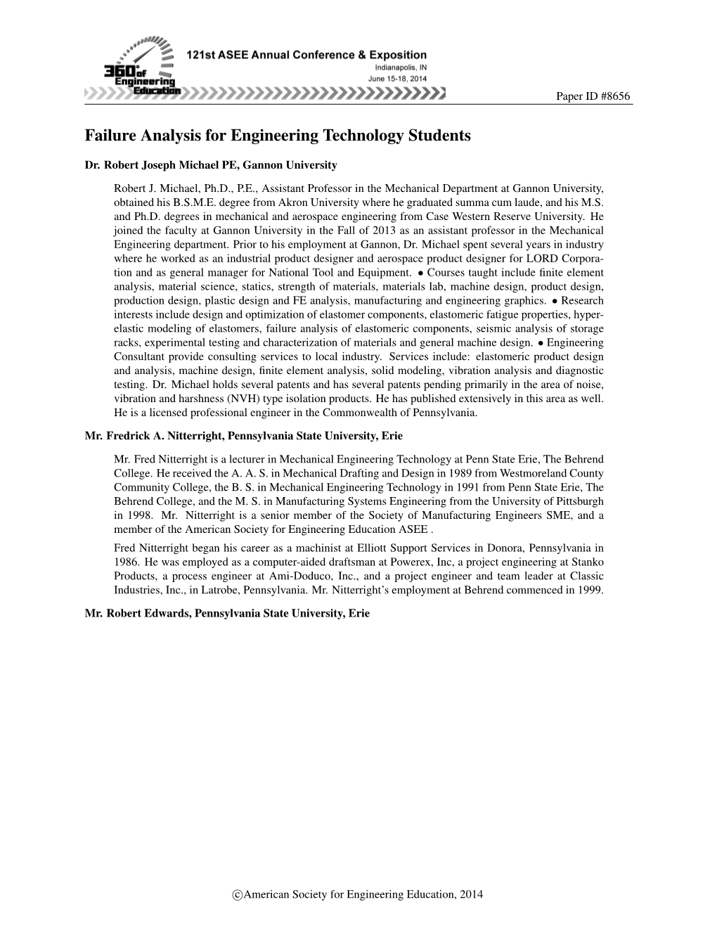 Failure Analysis for Engineering Technology Students