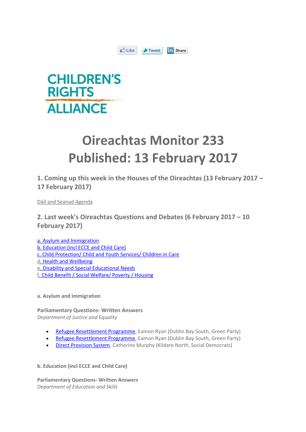 Oireachtas Monitor 233 Published