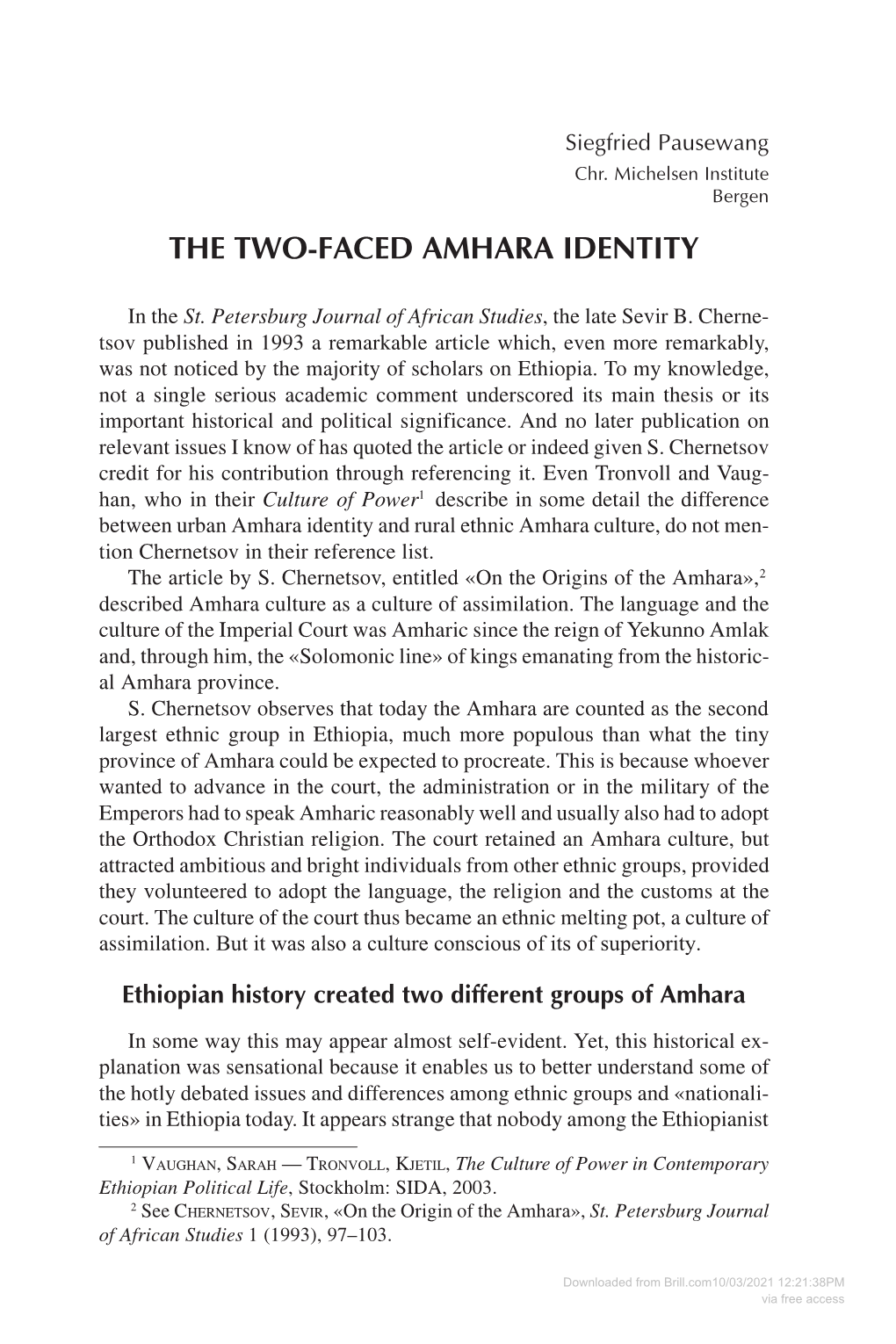 The Two-Faced Amhara Identity