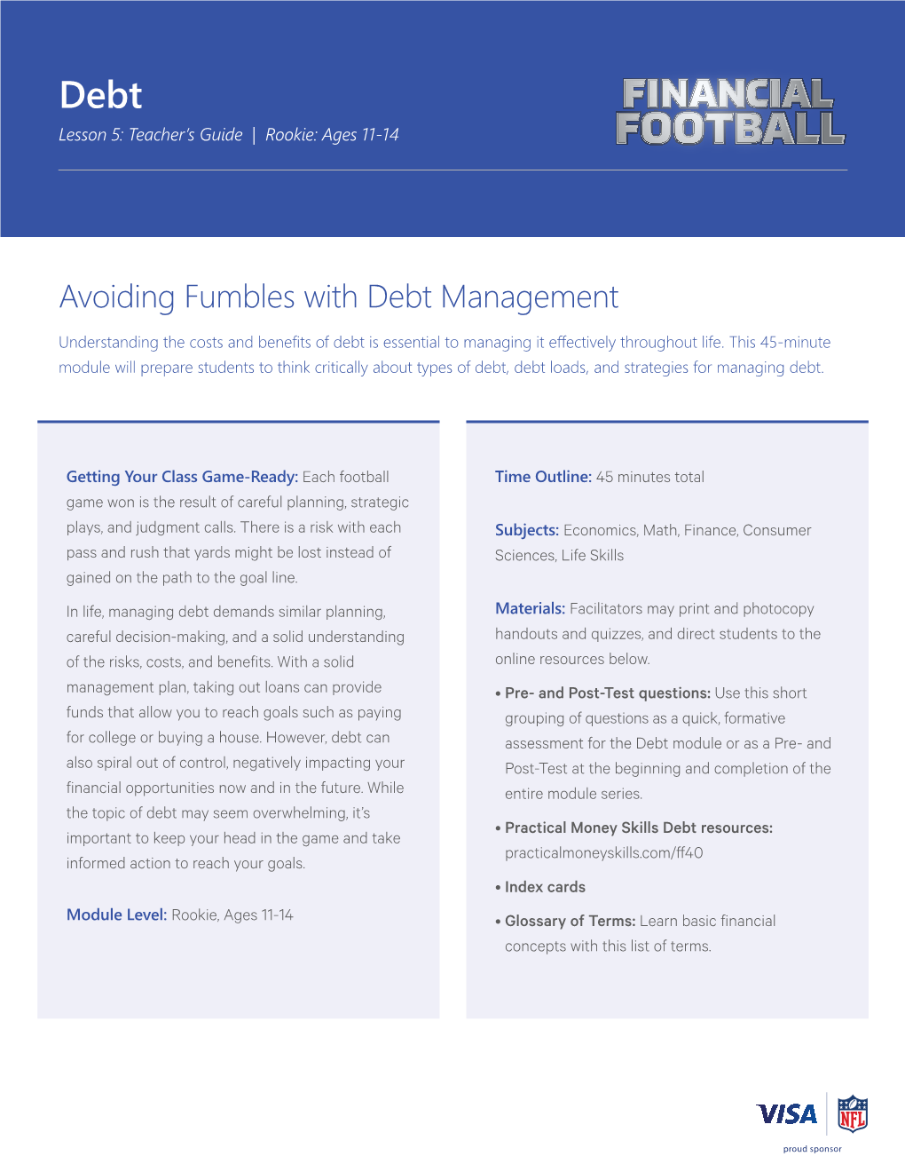 Avoiding Fumbles with Debt Management