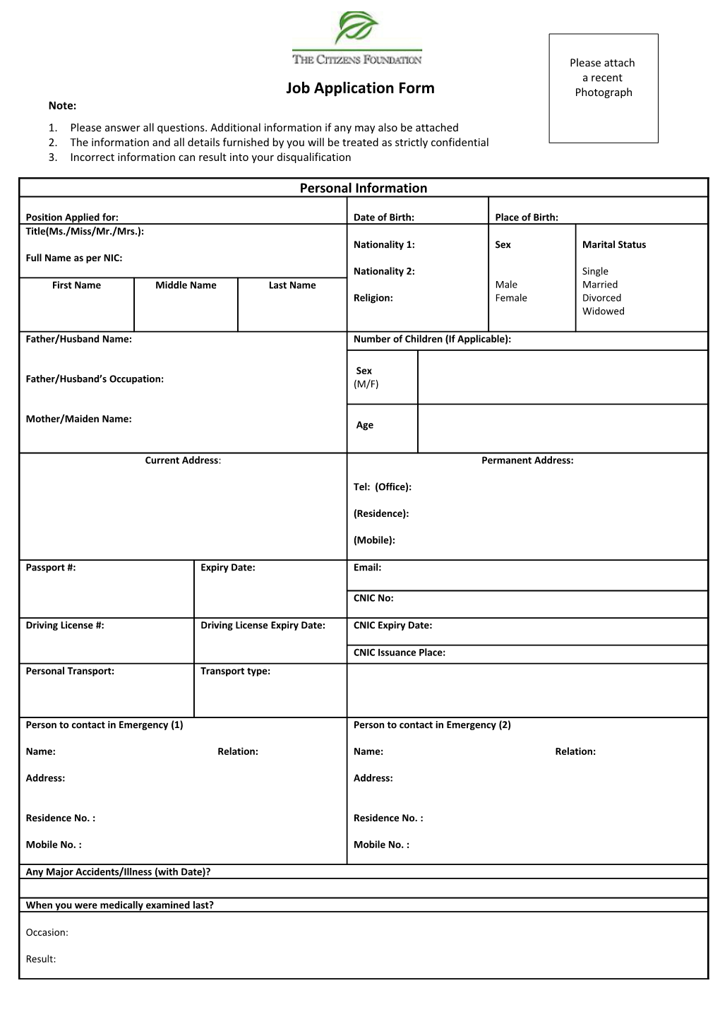 Job Application Form s5