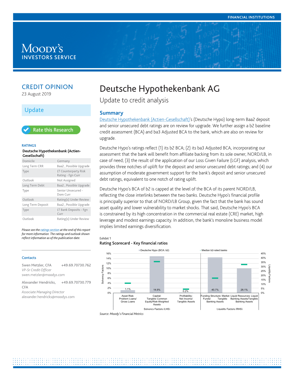 Deutsche Hypothekenbank AG 23 August 2019 Update to Credit Analysis