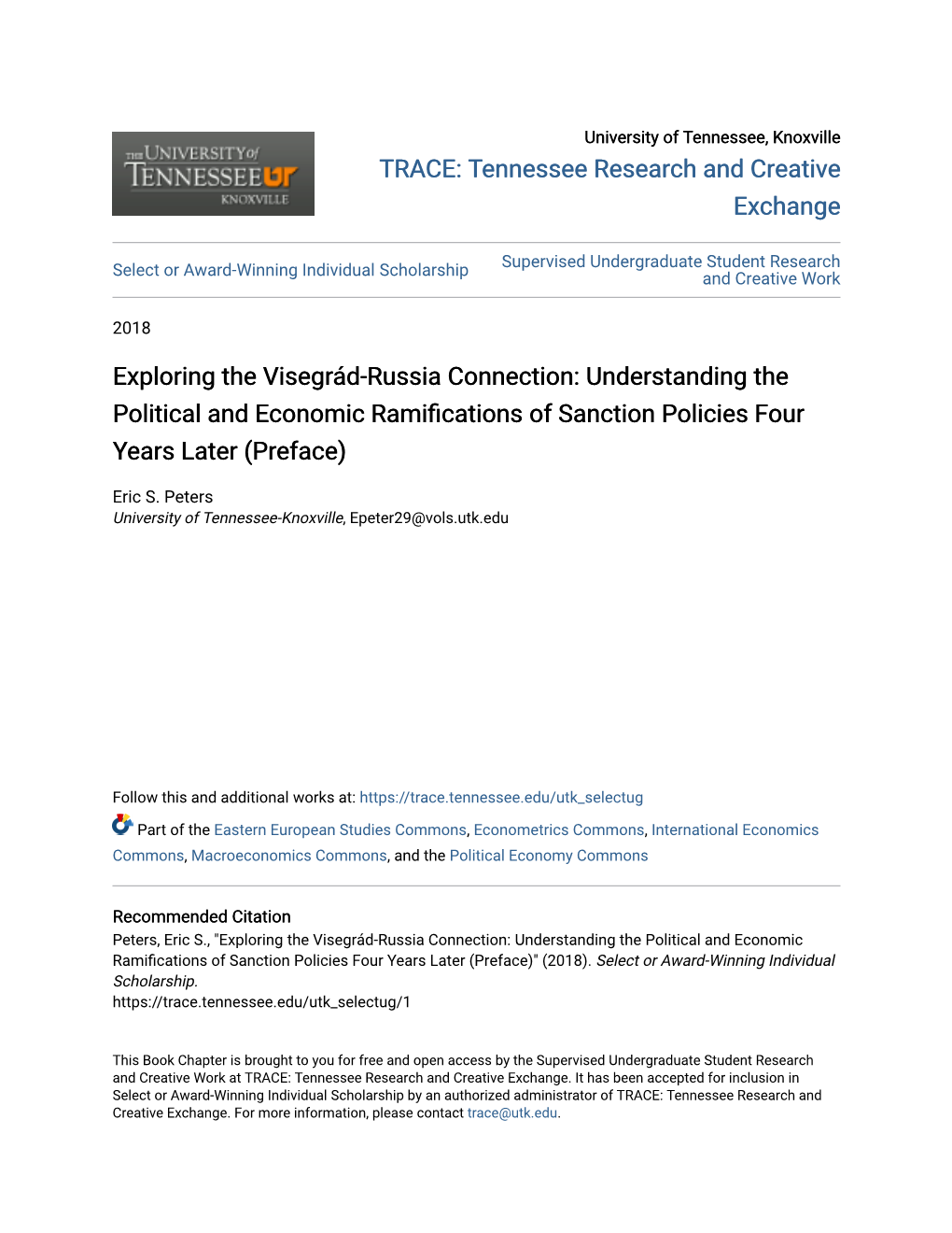 Exploring the Visegrád-Russia Connection: Understanding the Political and Economic Ramifications of Sanction Oliciesp Four Years Later (Preface)