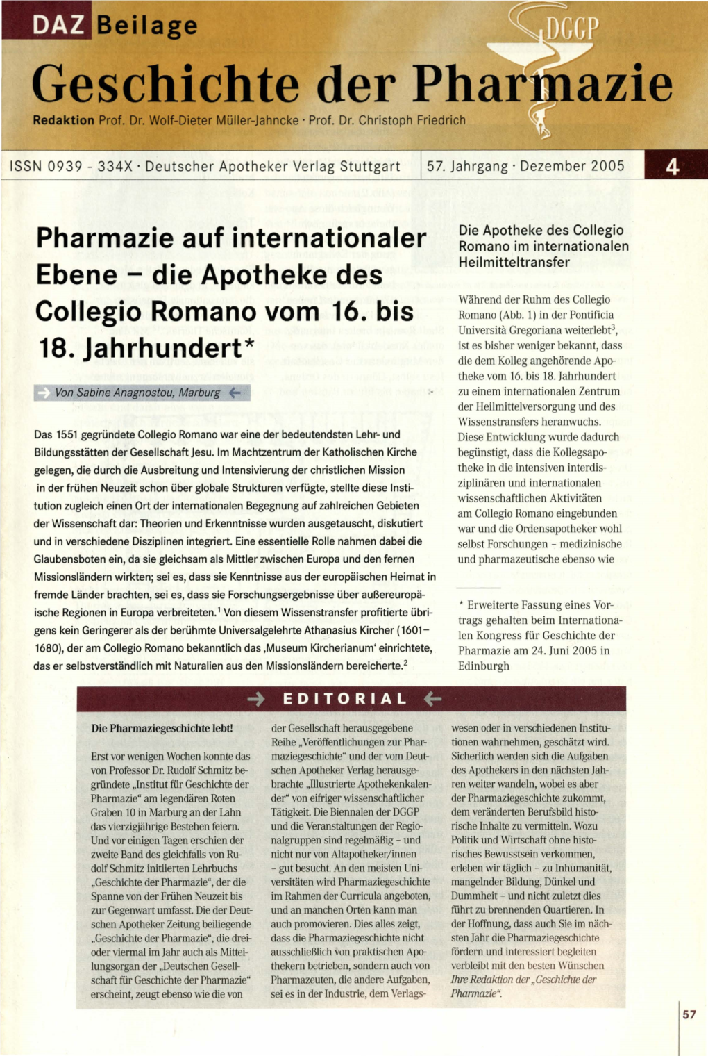 Geschichte Der Pharmazie 57. Jahrgang 2005, 4