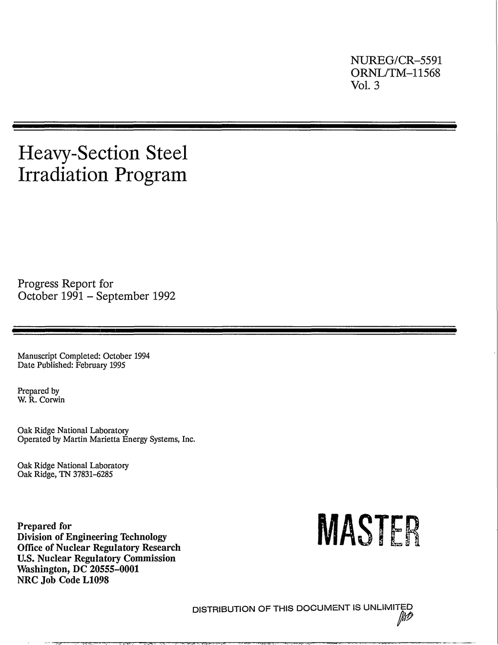 Heavy-Section Steel Irradiation Program