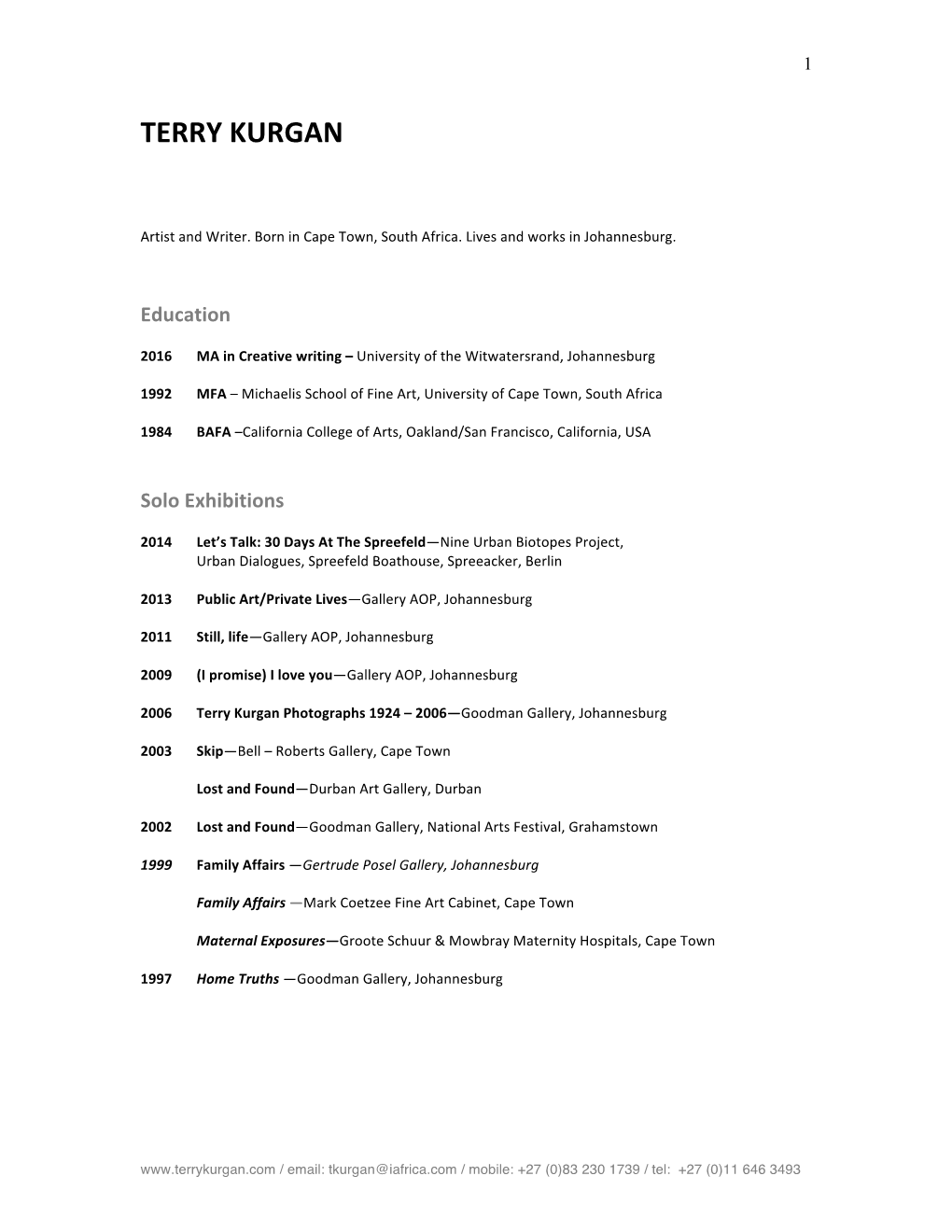 Terry Kurgan CV 2019 Website