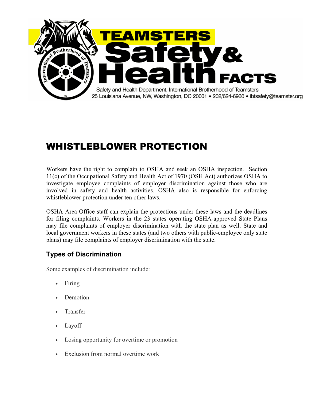 Whistleblower Protection