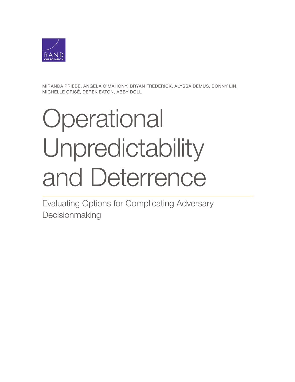 Operational Unpredictability and Deterrence