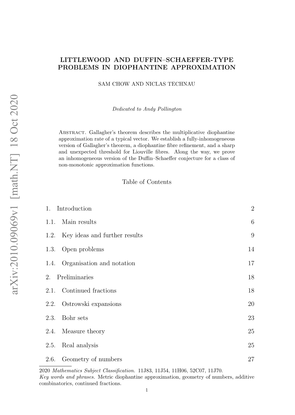 Littlewood and Duffin--Schaeffer-Type Problems in Diophantine