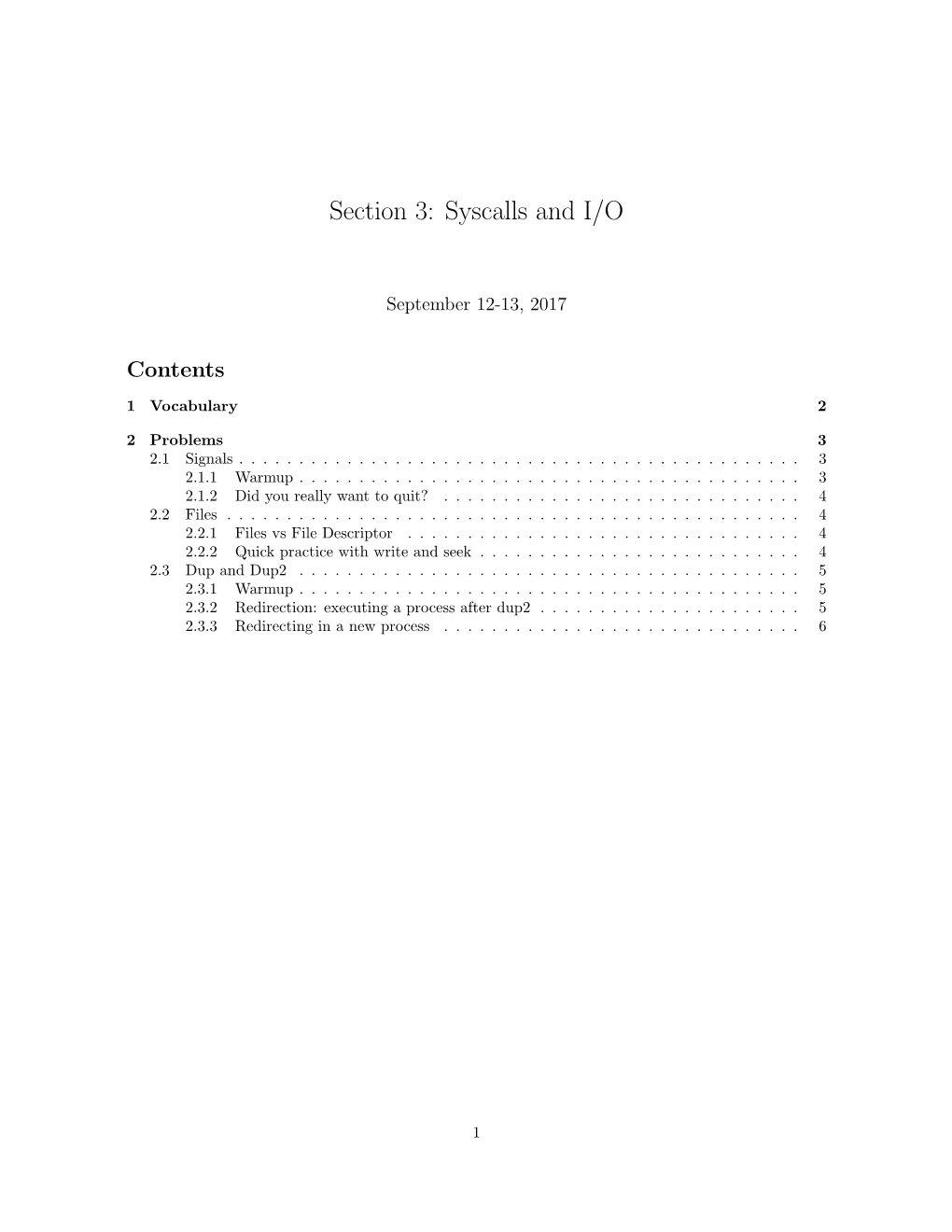 Section 3: Syscalls and I/O