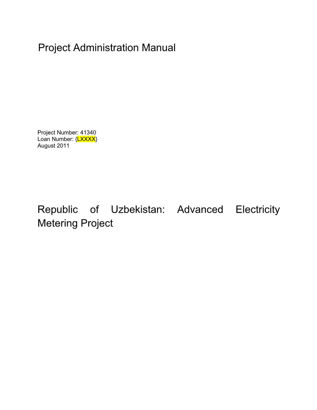 PAM: Uzbekistan: Advanced Electricity Metering Project