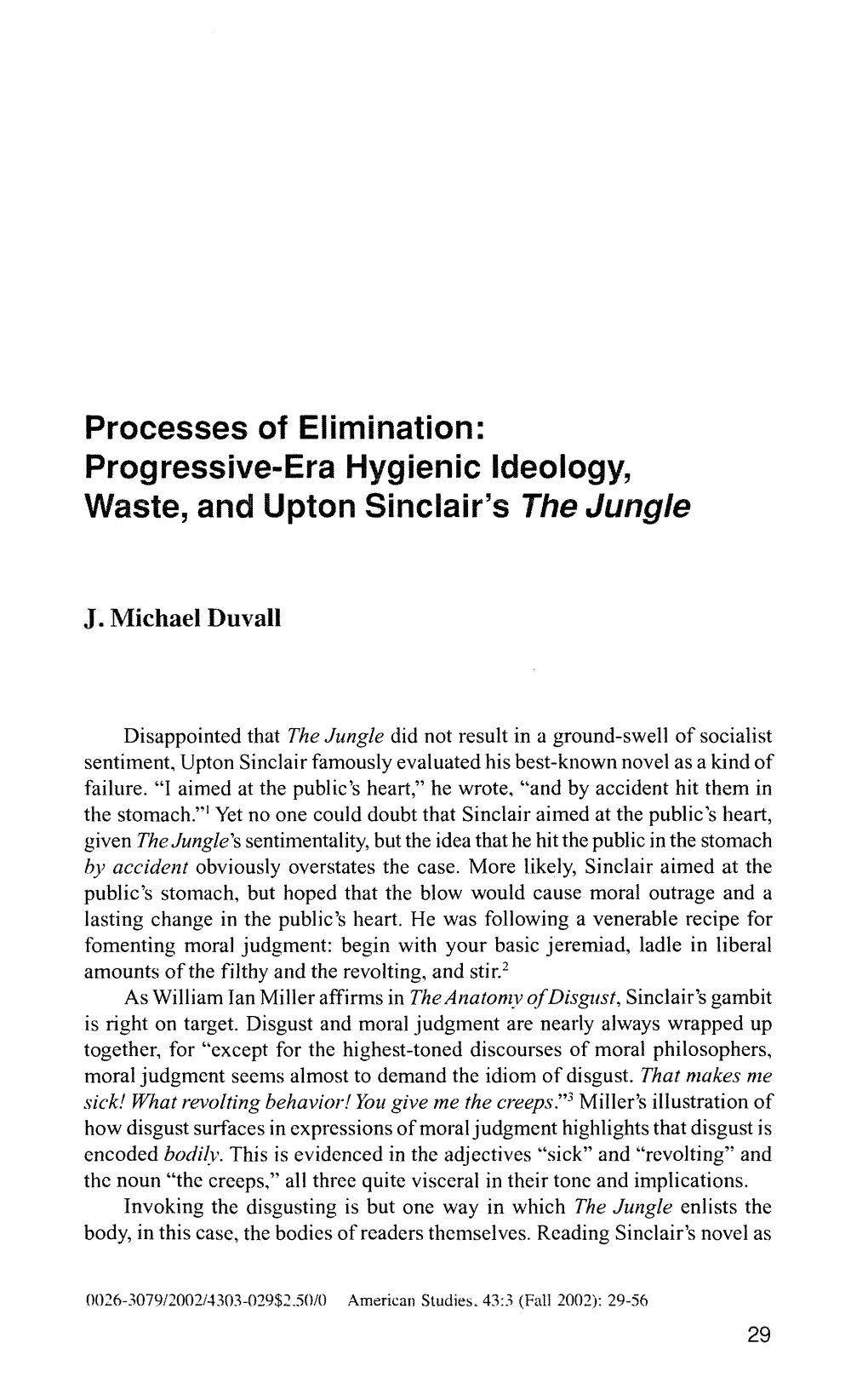 Progressive-Era Hygienic Ideology, Waste, and Upton Sinclair's the Jungle