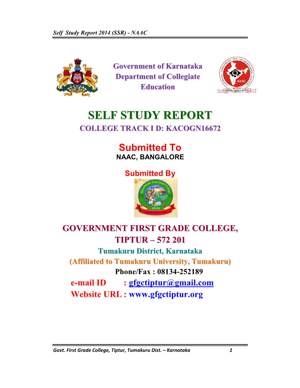 Self Study Report 2014 (SSR) - NAAC