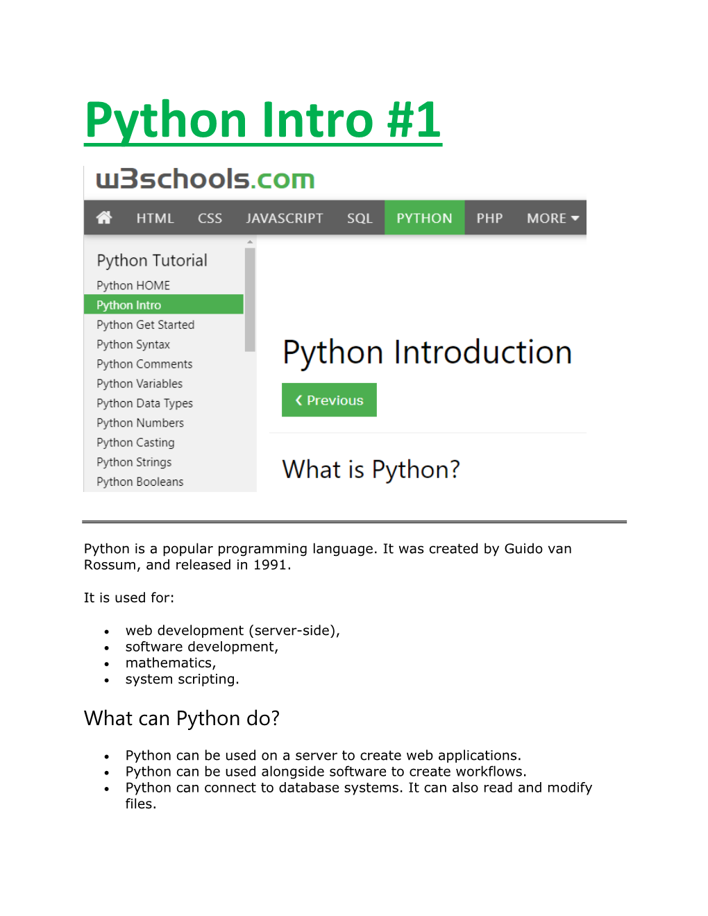 Python Intro #1