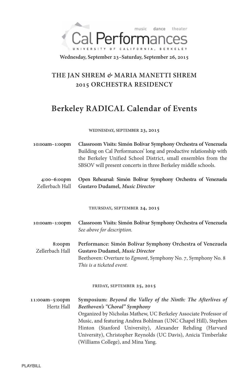 Berkeley RADICAL Calendar of Events