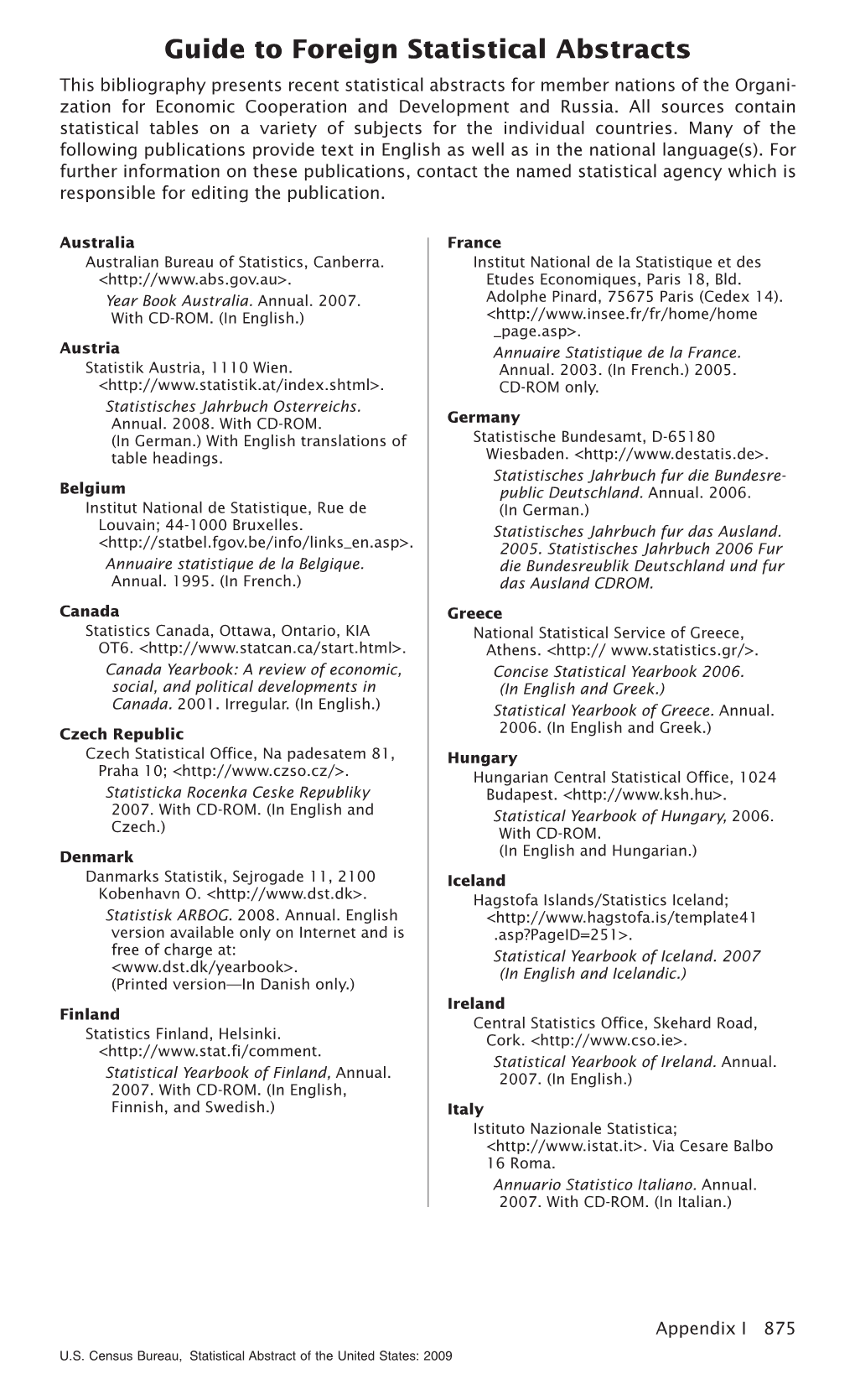 Guide to Foreign Statistical Abstracts