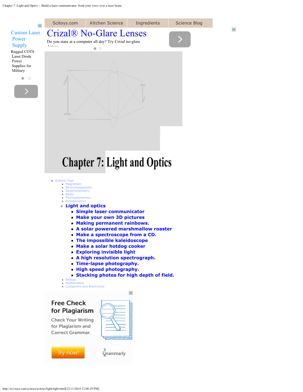 Light and Optics -- Build a Laser Communicator. Send Your Voice Over a Laser Beam