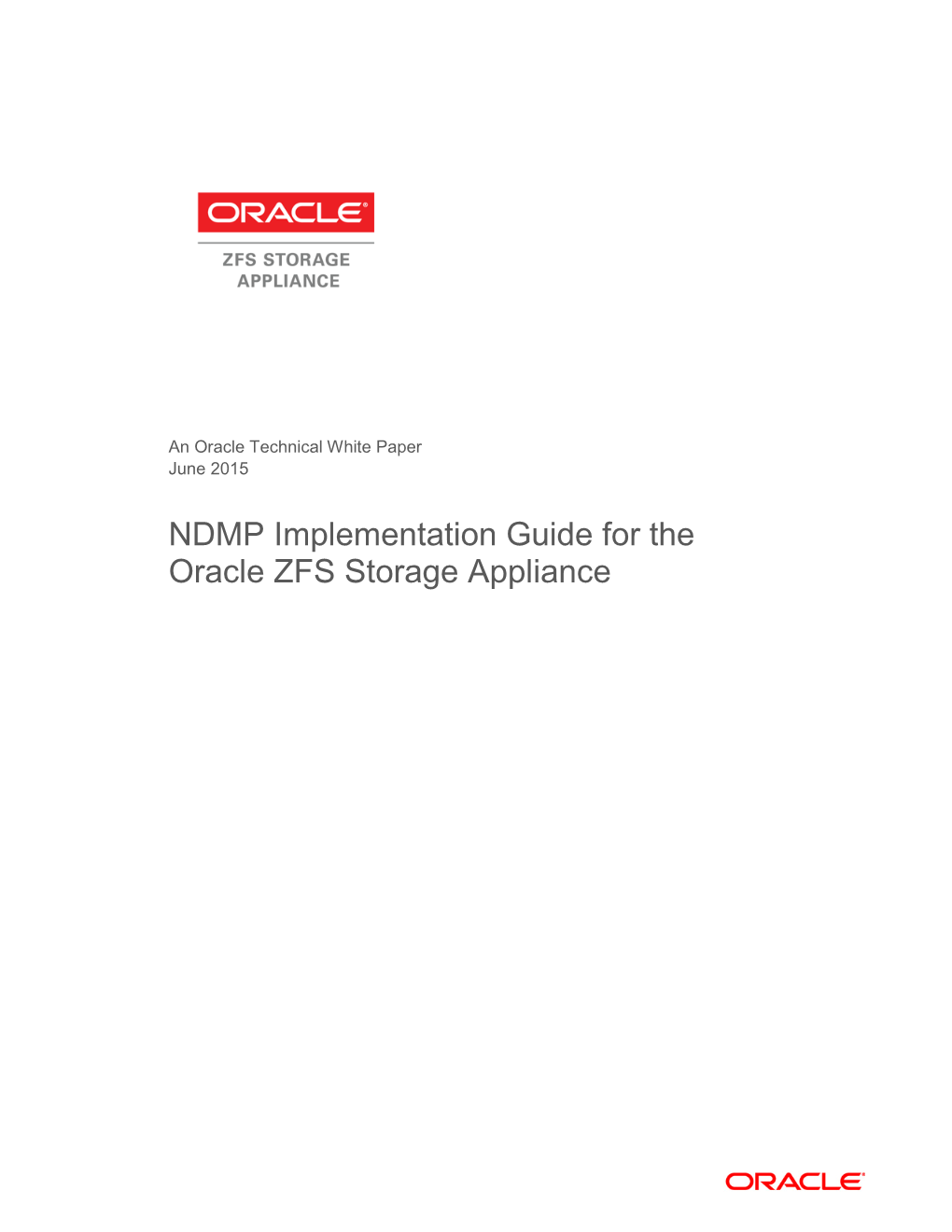 NDMP Implementation Guide for the Oracle ZFS Storage Appliance