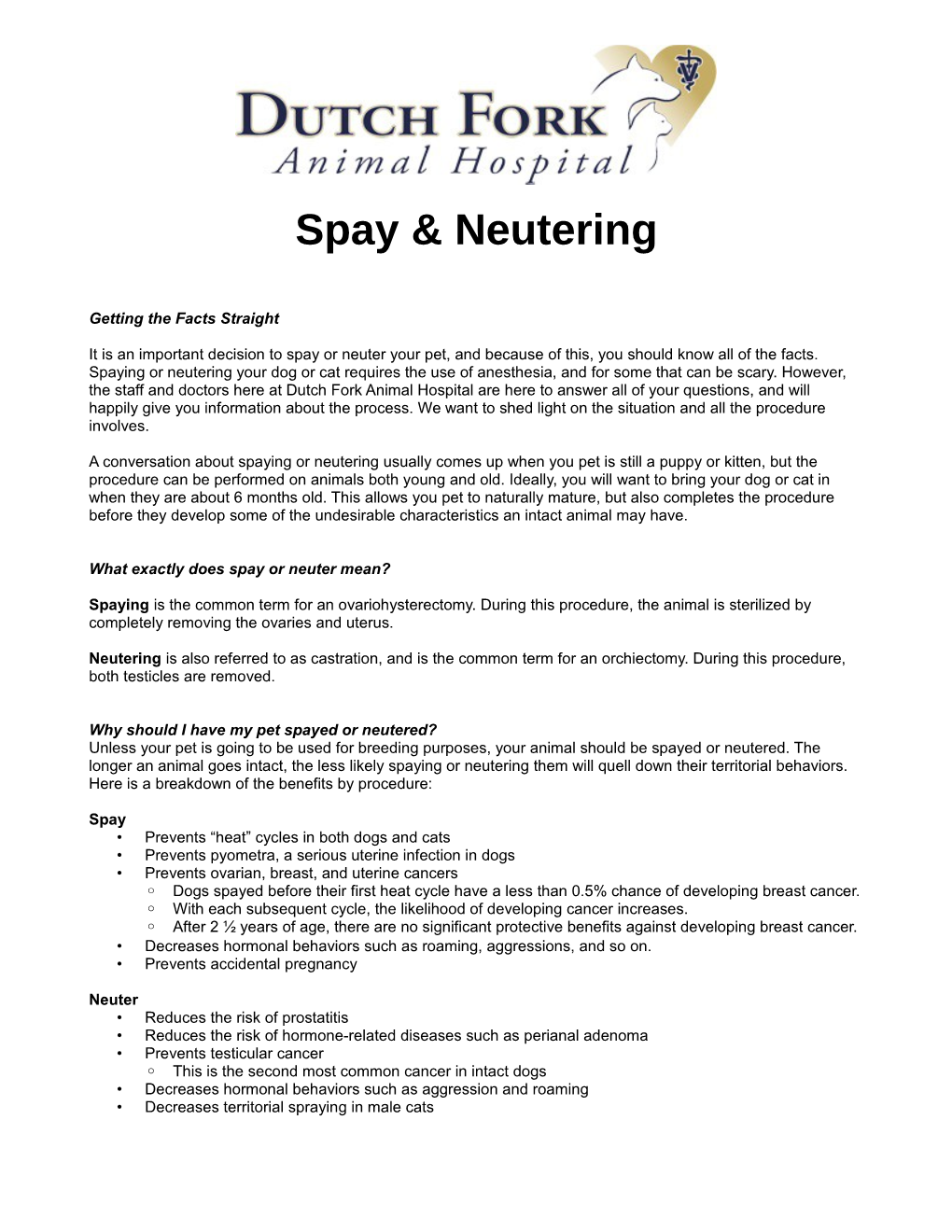 Spay & Neutering