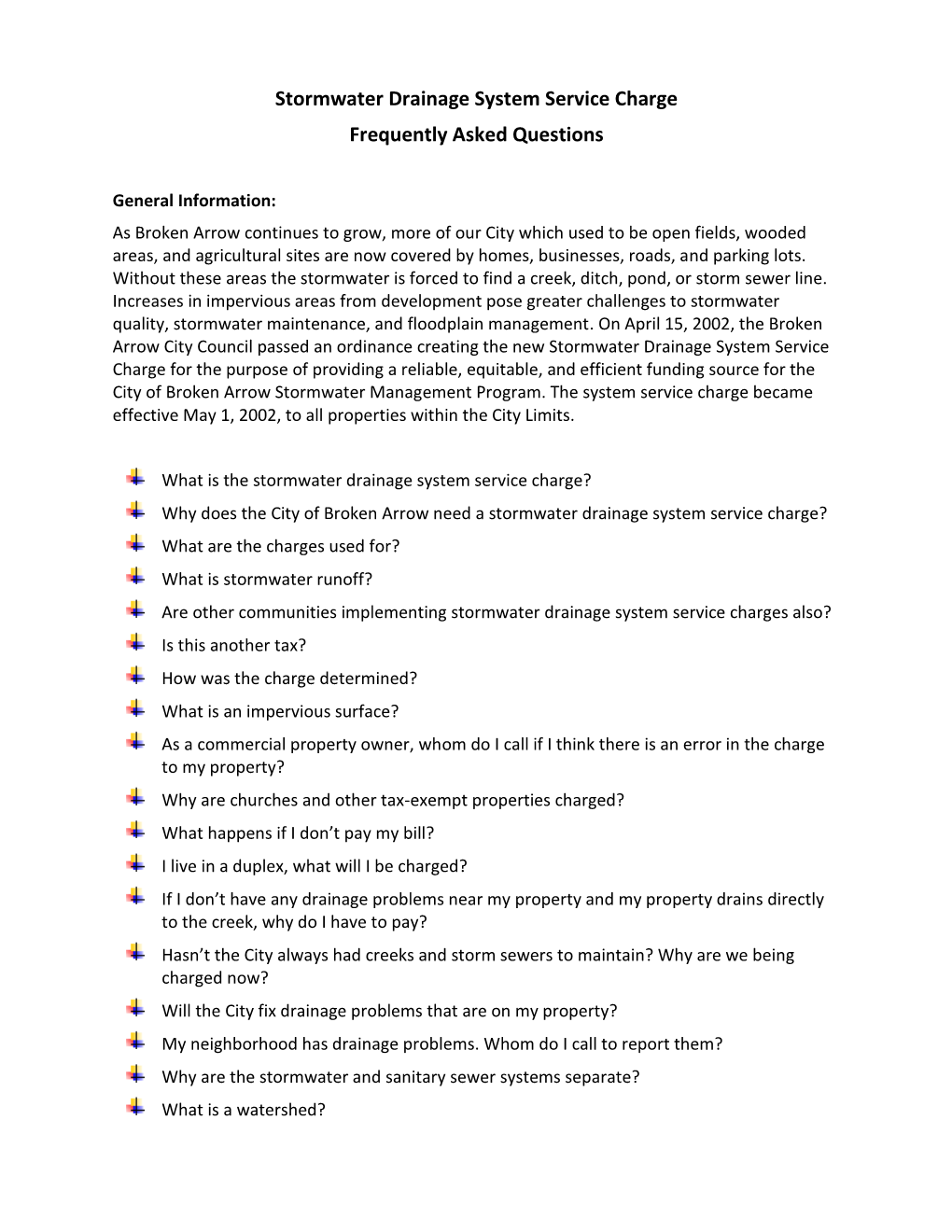 Stormwater Drainage System Service Charge Frequently Asked Questions