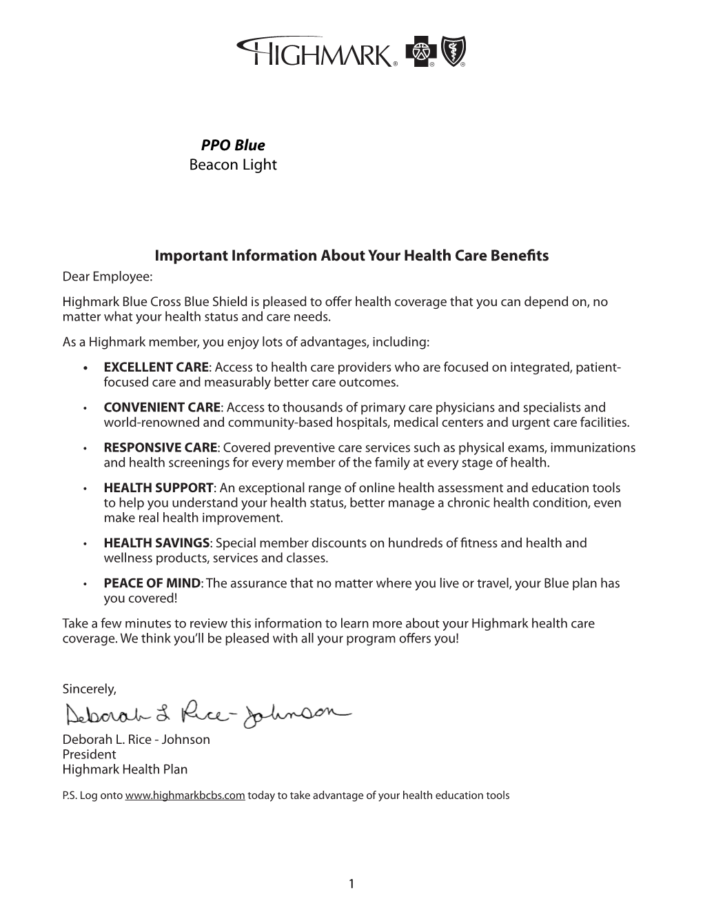 Important Information About Your Health Care Benefits PPO Blue