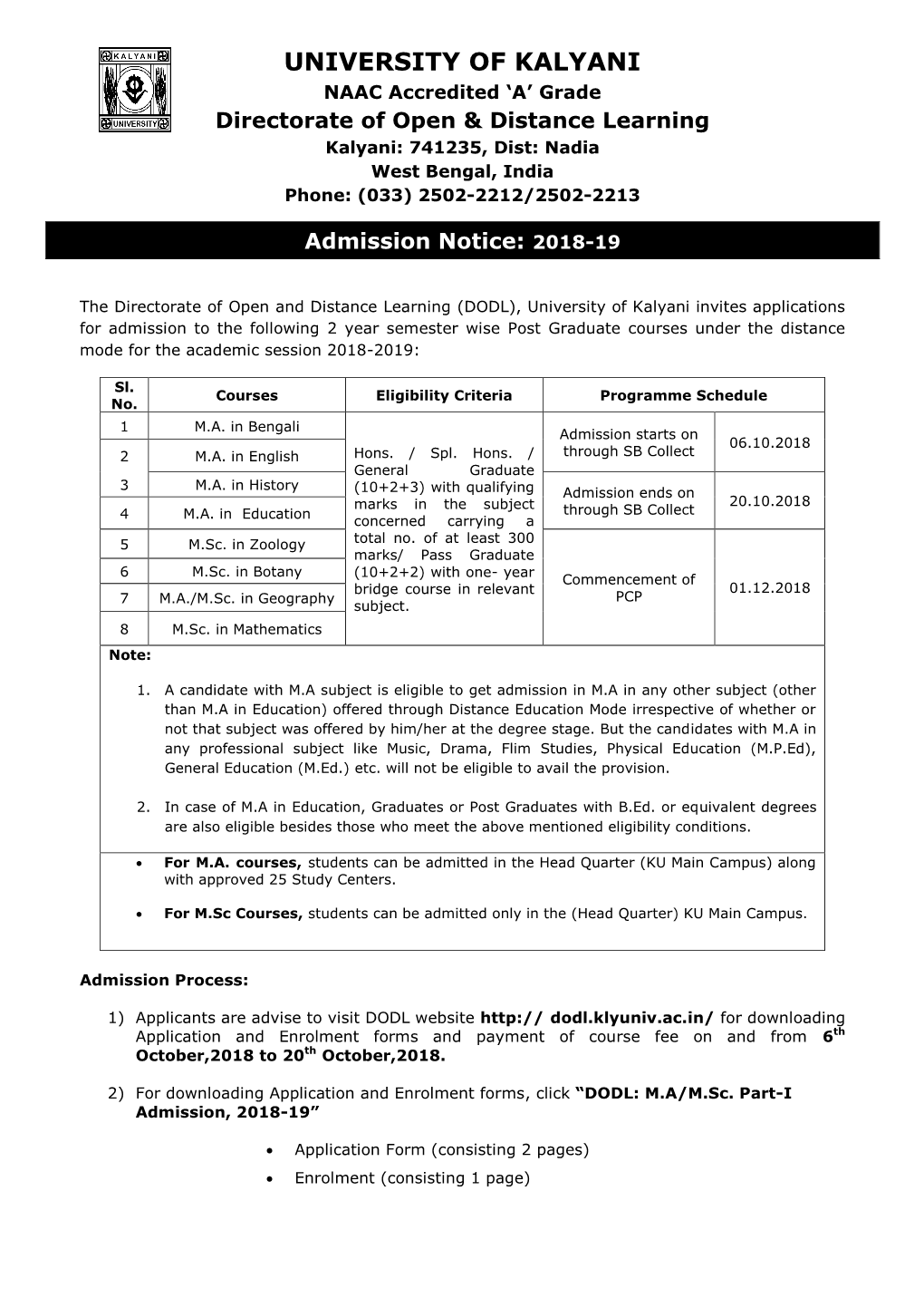 Directorate of Open and Distance Learning(DODL)