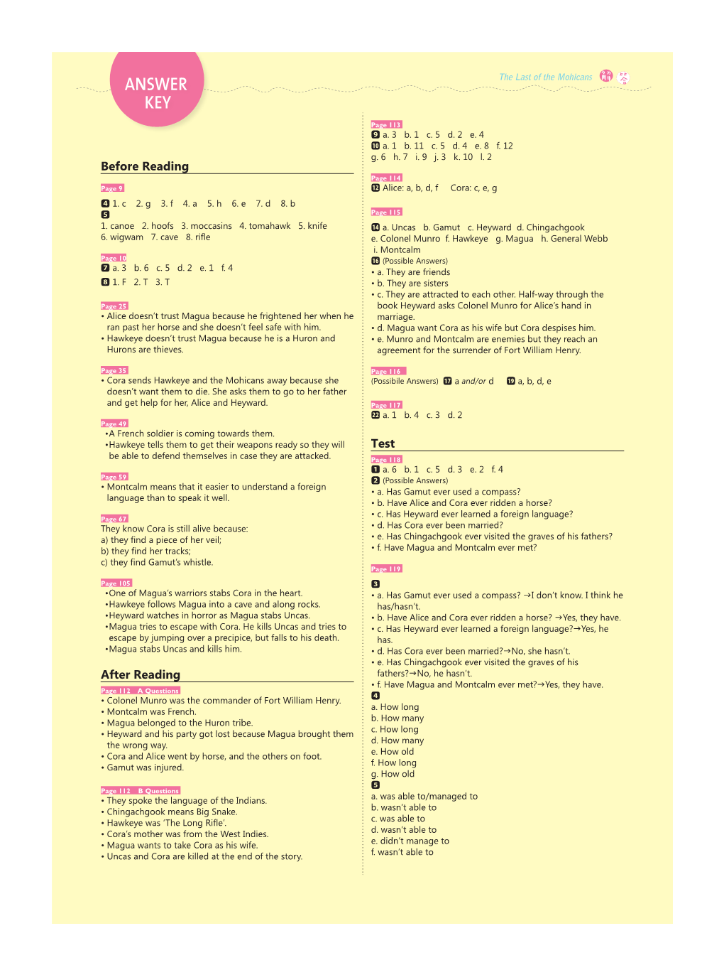 ANSWER KEY Page 113 9 A