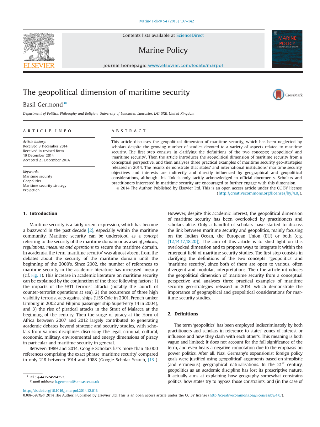 The Geopolitical Dimension of Maritime Security