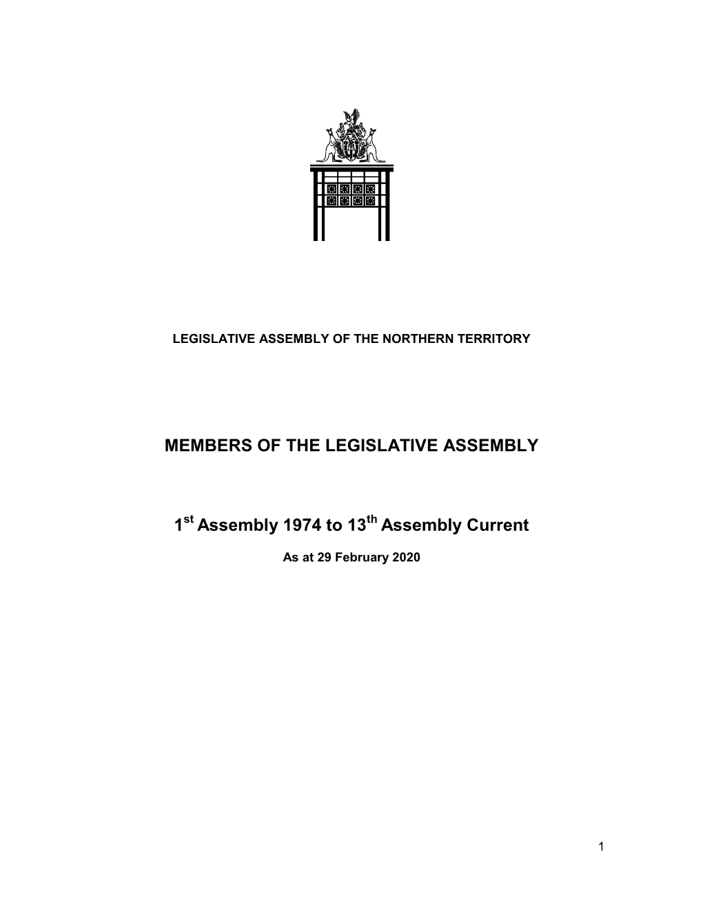 Members of the Legislative Assembly 1