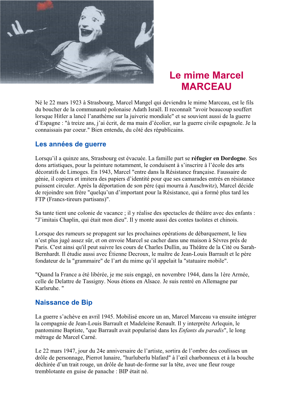 Le Mime Marcel MARCEAU