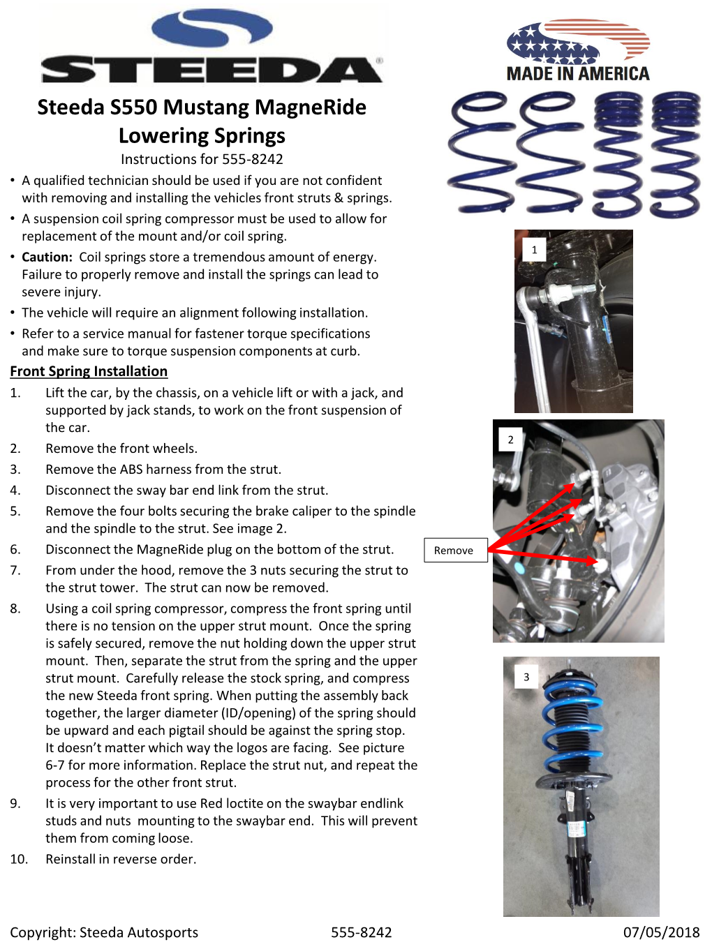 Steeda S550 Mustang Magneride Lowering Springs