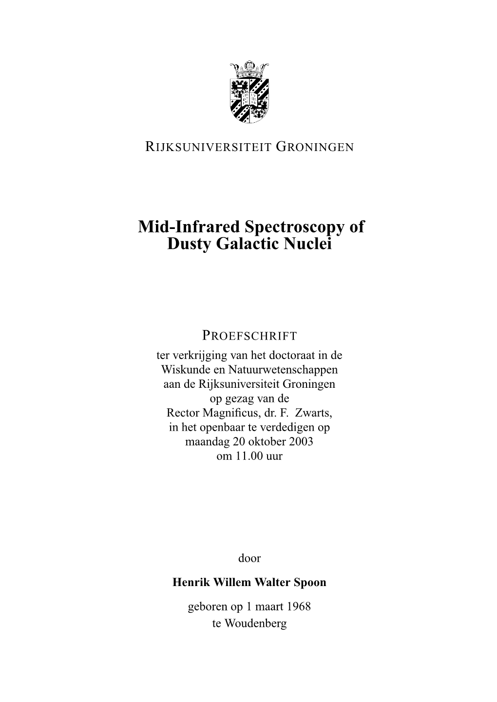 Mid-Infrared Spectroscopy of Dusty Galactic Nuclei