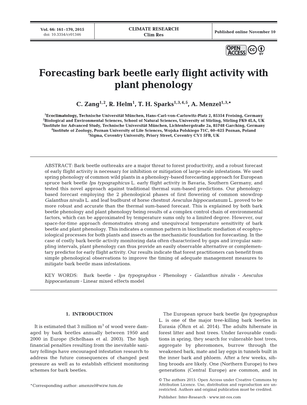 Forecasting Bark Beetle Early Flight Activity with Plant Phenology