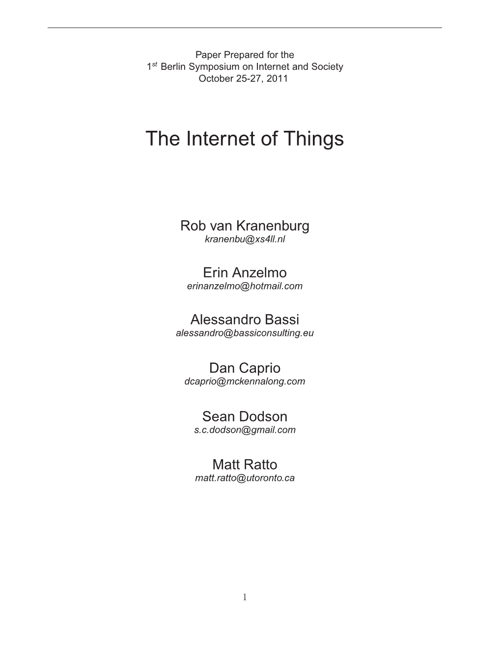 The Internet of Things