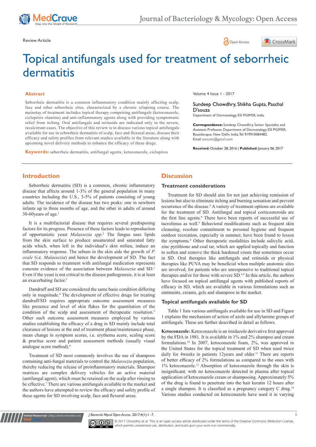 Topical Antifungals Used for Treatment of Seborrheic Dermatitis